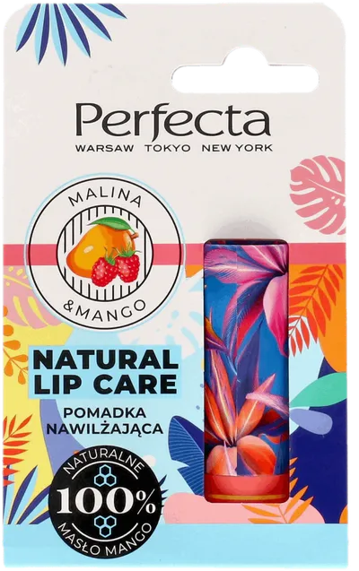 Perfecta Natural Lip Care, Pomadka nawilżająca do ust `Malina i mango`