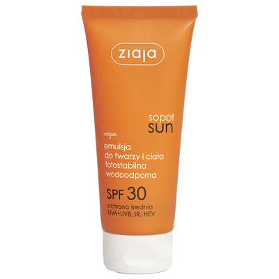 Ziaja Sopot Sun, Emulsja do twarzy i ciała fotostabilna wodoodporna SPF 30