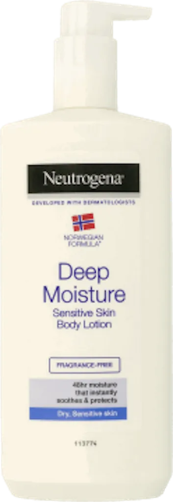 Neutrogena Norwegian Formula, Deep Moisture Sensitive Body Lotion (Formuła Norweska, Emulsja do ciała głęboko nawilżająca skóra sucha i wrażliwa)