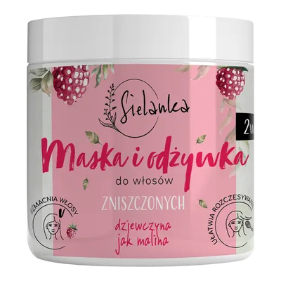 Sielanka Dziewczyna Jak Malina, 2w1 Maska i odżywka do włosów zniszczonych