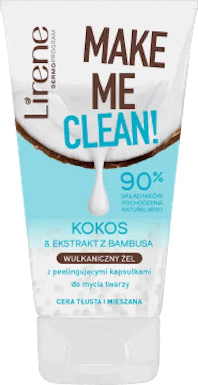 Lirene Dermoprogram Make Me Clean!, Wulkaniczny żel do twarzy `Kokos i ekstrakt z bambusa`