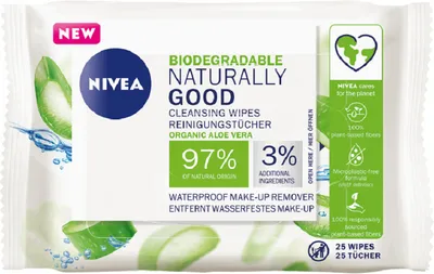 Nivea Naturally Good, Biodegradowalne chusteczki do demakijażu z organicznym aloesem