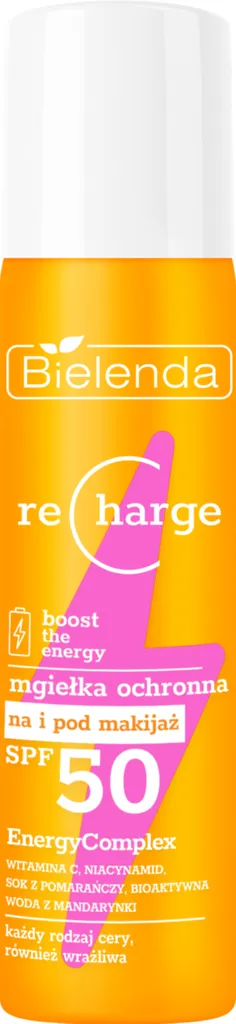 Bielenda Recharge, Mgiełka ochronna na i pod makijaż SPF 50
