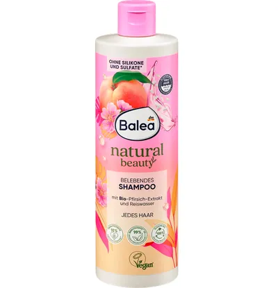 Balea Natural Beauty,  Bio-Peach Extract & Rice Water Shampoo (Szampon do włosów)