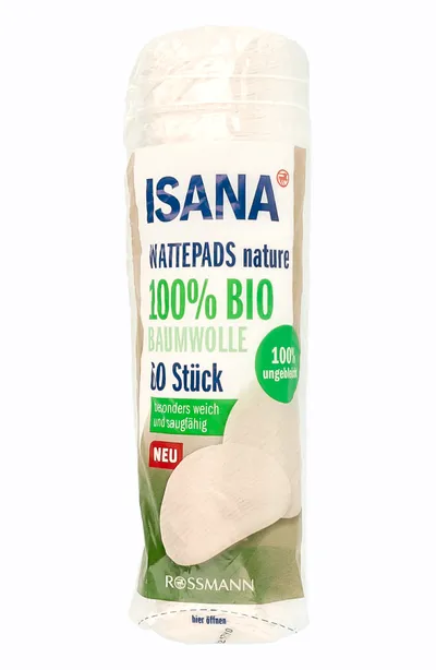 Isana Wattepads Nature 100% Bio (Płatki bawełniane z niebielonej bawełny organicznej)