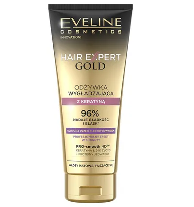 Eveline Cosmetics Hair Expert Gold, Odżywka wygładzająca z keratyną