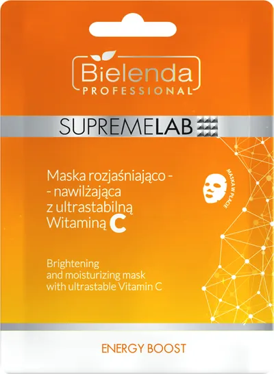 Bielenda Professional SUPREMELAB Energy Boost, Maska rozjaśniająco-nawilżająca z ultrastabilną witaminą C