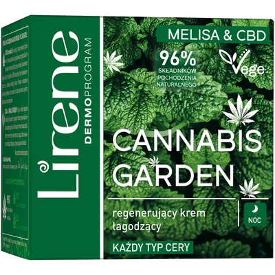 Lirene Dermoprogram Cannabis Garden, Regenerujący krem łagodzący do twarzy na noc