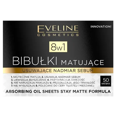 Eveline Cosmetics Bibułki matujące usuwające nadmiar sebum 8w1