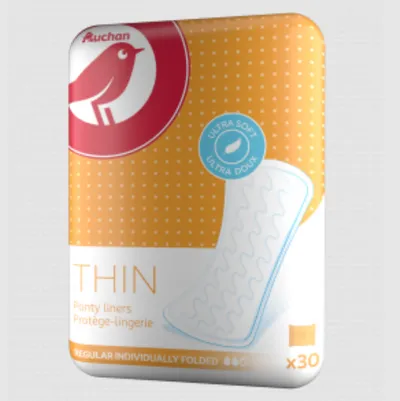 Auchan Thin Regular Panty Liners Individually Folded (Wkładki higieniczne pakowane oddzielnie)