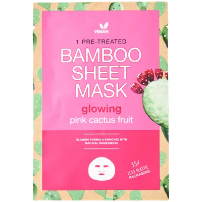 Action Bamboo Sheet Mask Glowing Pink Cactus Fruit (Maseczka do twarzy w arkuszu)
