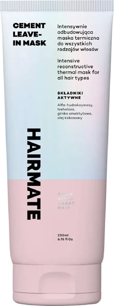 Hairmate Cement Leave-In Mask, Intensywnie odbudowująca maska termiczna do wszystkich rodzajów włosów