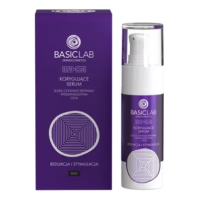 BasicLab Dermocosmetics Esteticus, Korygujące serum na noc z 0,05% czystego retinalu, fitosfingozyną i CICA