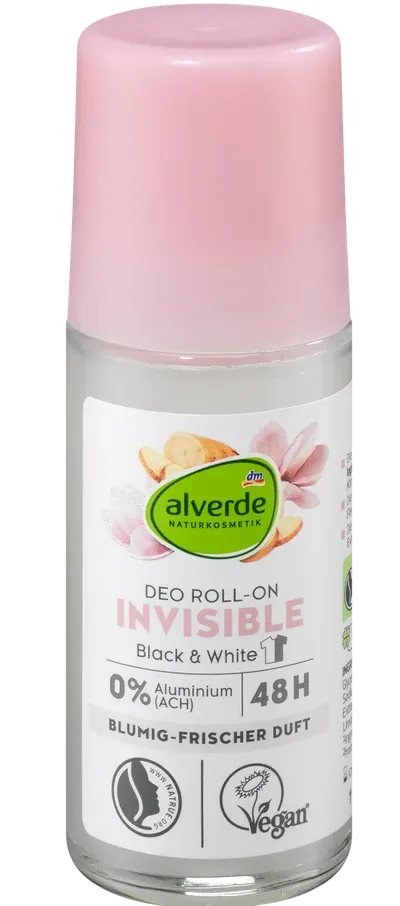 Alverde Invisible Black & White, Deo Roll-On (Dezodorant w kulce)