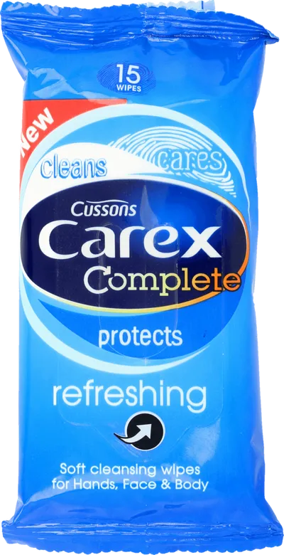 Carex Complete Soft Cleansing Wipes for Hands, Face And Body (Odświeżające chusteczki do rąk twarzy i ciała)