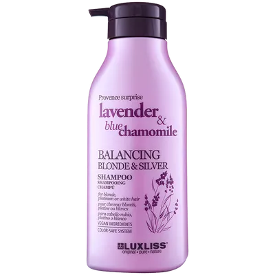Luxliss Lavender & Blue Chamomile,  Balancing Blonde & Silver Shampoo (Szampon do włosów neutralizujący żółte refleksy)