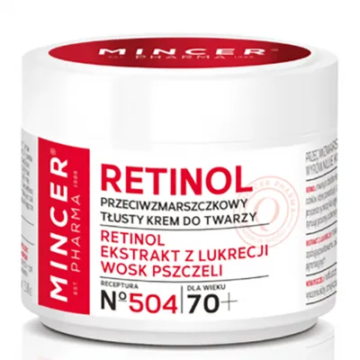 Mincer Pharma Retinol, Przeciwzmarszczkowy tłusty krem do twarzy 70+ No. 504