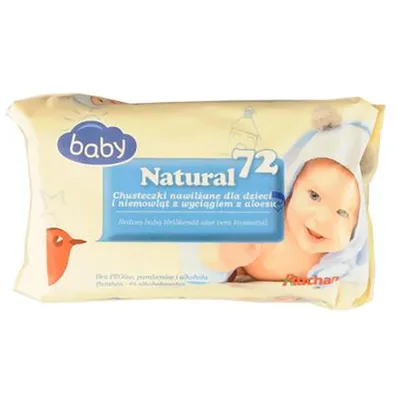 Auchan Baby Natural, Chusteczki nawilżane dla dzieci z aloesem