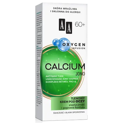AA Oxygen Infusion, Calcium Jono 60 +, Tlenowy krem pod oczy