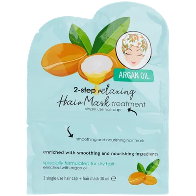 Action 2-Step Relaxing Hair Mask Treatment  with Argan Oil (Olej Arganowy, Maska z czepkiem do włosów)
