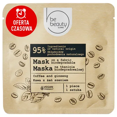 bebeauty Maska na tkaninie biodegradowalnej `Kawa z żeń szeniem`