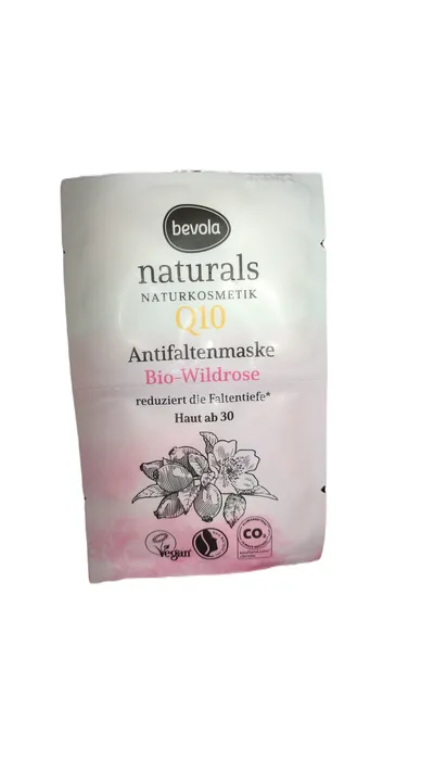Bevola Q10, Bio-Wildrose Anti-Ageing Face Mask (Bio dzika róża, Przeciwzmarszczkowa maseczka do twarzy)