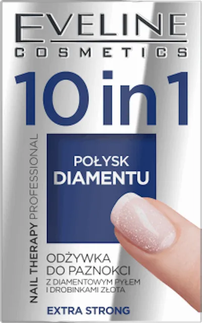 Eveline Cosmetics Nail Therapy Professional, Odżywka do paznokci z diamentowym pyłem i drobinkami złota `Połysk diamentu`