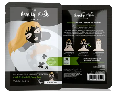 The Beauty Mask Company Aktivkohle & Grüner Tee Tuchmaske (Maska w płachcie z węglem aktywnym i zieloną herbatą)