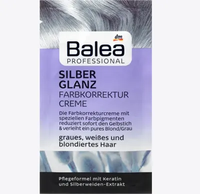 Balea Professional, Silber Glanz, Farbkorrektur Creme (Krem redukujący żółty odcień do siwych, białych i farbowanych włosów blond)