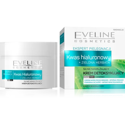 Eveline Cosmetics Ekspert pielęgnacji, Silnie nawilżający krem detoksykujący `Kwas hialuronowy + zielona herbata`