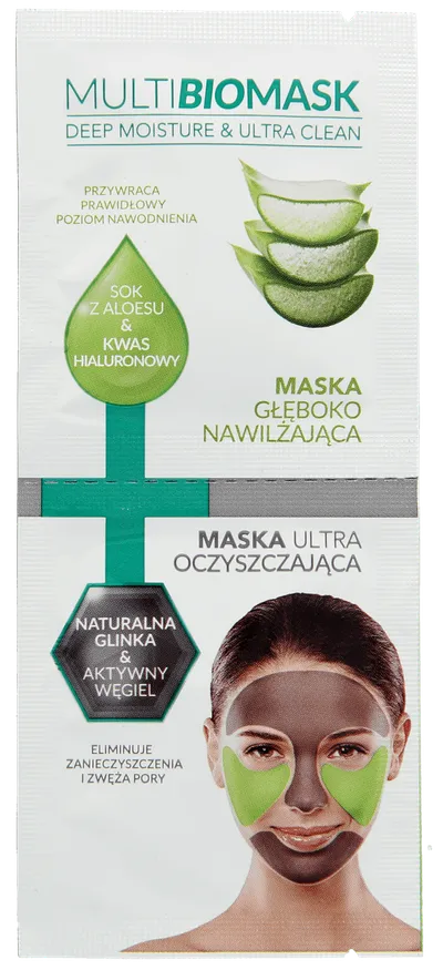 Multi BioMask Deep Moisture & Ultra Clean, Maska Głęboko Nawilżająca + Maska Ultra Oczyszczająca