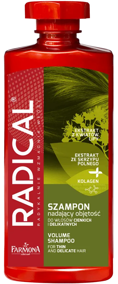 Radical Szampon nadający objętość do włosów cienkich i delikatnych `Ekstrakt ze skrzypu + kolagen` (nowa wersja)
