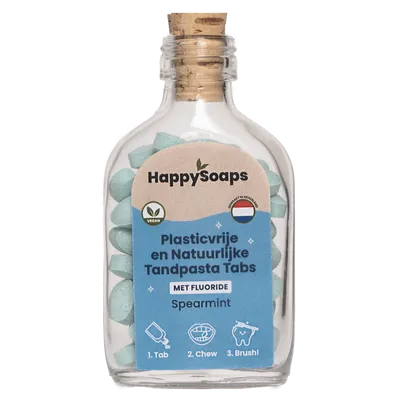 HappySoaps Toothpaste Tablets Mint with Fluoride (Tabletki pasty do zębów z fluorem `Mięta`)