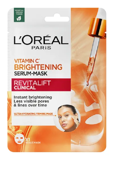 L'Oreal Paris Revitalift Clinical, Vitamin C Brightening Serum-Mask (Rozświetlająca maska-serum w płachcie do twarzy z witaminą C)