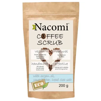 Nacomi Coffee Scrub with Argan Oil, Coconut, Cocoa Butter and Sea Salt (Peeling suchy kawowy z olejem arganowym, kokosem, masłem kakaowym i solą morską)