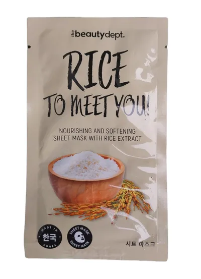 The Beauty Dept. Rice To  Meet You,  Nourishing and Softening Sheet Mask (Maska w płachcie z ekstraktem z ryżu)