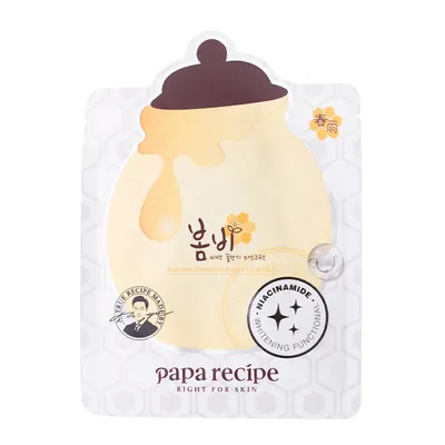 Papa Recipe Bombee, Whitening Honey Mask (Rozjaśniająca maska w płachcie z niacynamidem)