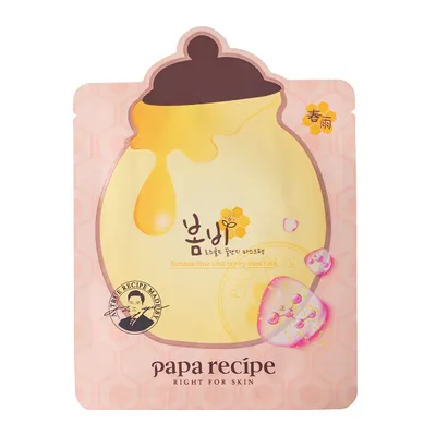 Papa Recipe Bombee, Rose Gold Honey Mask (Rozświetlająco-nawilżająca maska w płachcie z wodą różaną i ekstraktem z propolisu)