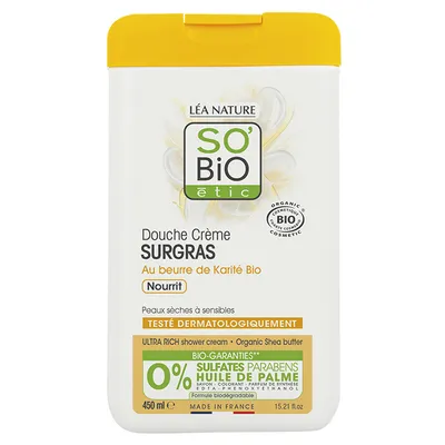SO'BiO Etic Douche Creme Surgras au Beurre de Karite (Kremowy żel pod prysznic z masłem Shea)