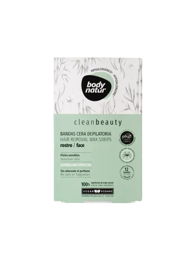 Body Natur Clean Beauty, Hair Removal Wax Strips Face (Plastry z woskiem do depilacji twarzy)