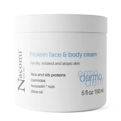 Nacomi Next Lvl Dermo, Protein Face & Body Cream (Proteinowy krem do twarzy i ciała dla skóry atopowej, suchej  i podrażnionej)