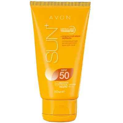 Avon Sun +, Anti Aging Face Cream (Wodoodporny krem do twarzy o działaniu przeciwstarzeniowym SPF 50)