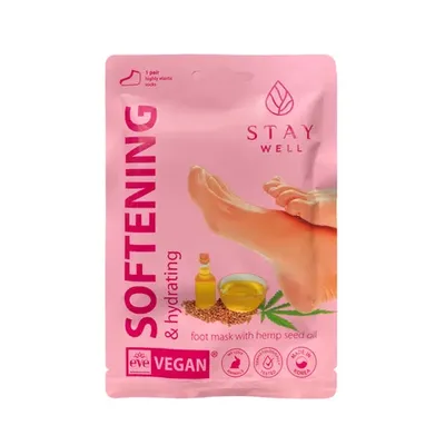 Stay Well Hemp Seed, Instant Softening Foot Mask (Nasiona konopi, Maska do stóp)