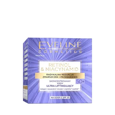 Eveline Cosmetics Retinol & Niacynamid, Skoncentrowany krem ultra liftingujący na dzień z SPF 20 50+