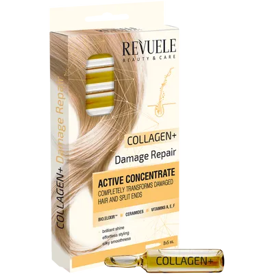 Revuele Collagen+, Damage Repair Active Concentrate (Ampułki do włosów z kolagenem)
