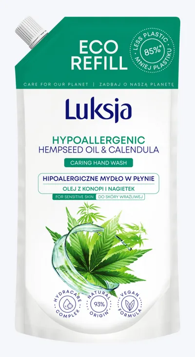 Luksja Hypoallergenic Hempseed oil & Calendula Caring Hand Wash (Hipoalergiczne mydło w płynie `Olej z konopi i nagietek`)