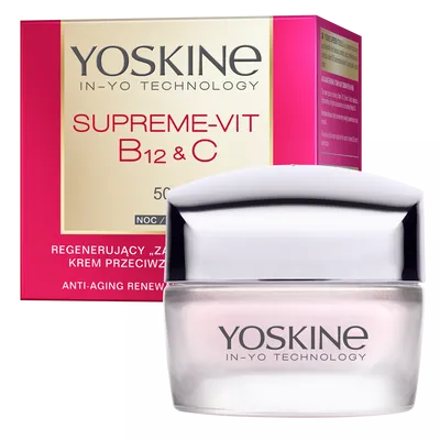 Yoskine Supreme-Vit B12 & C, Regenerujący krem przeciwzmarszczkowy na noc 50+