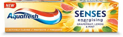 Aquafresh Senses, Energising Toothpaste, Grapefruit, Lemon & Mint (Pasta do zębów `Grejpfrut, cytryna i mięta`)