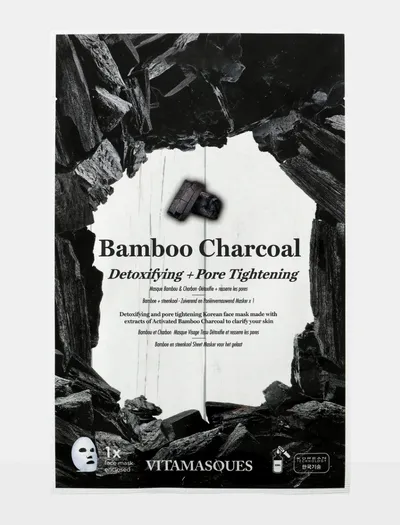 Vitamasques Bamboo Charcoal Sheet Face Mask (Maska w płachcie z bambusowym węglem)