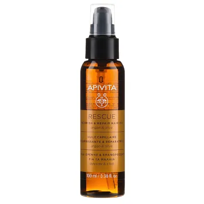 Apivita Rescue Hair Oil With Argan Oil & Olive (Olejek regenerujący i odżywiający włosy z olejem arganowym i oliwkami)